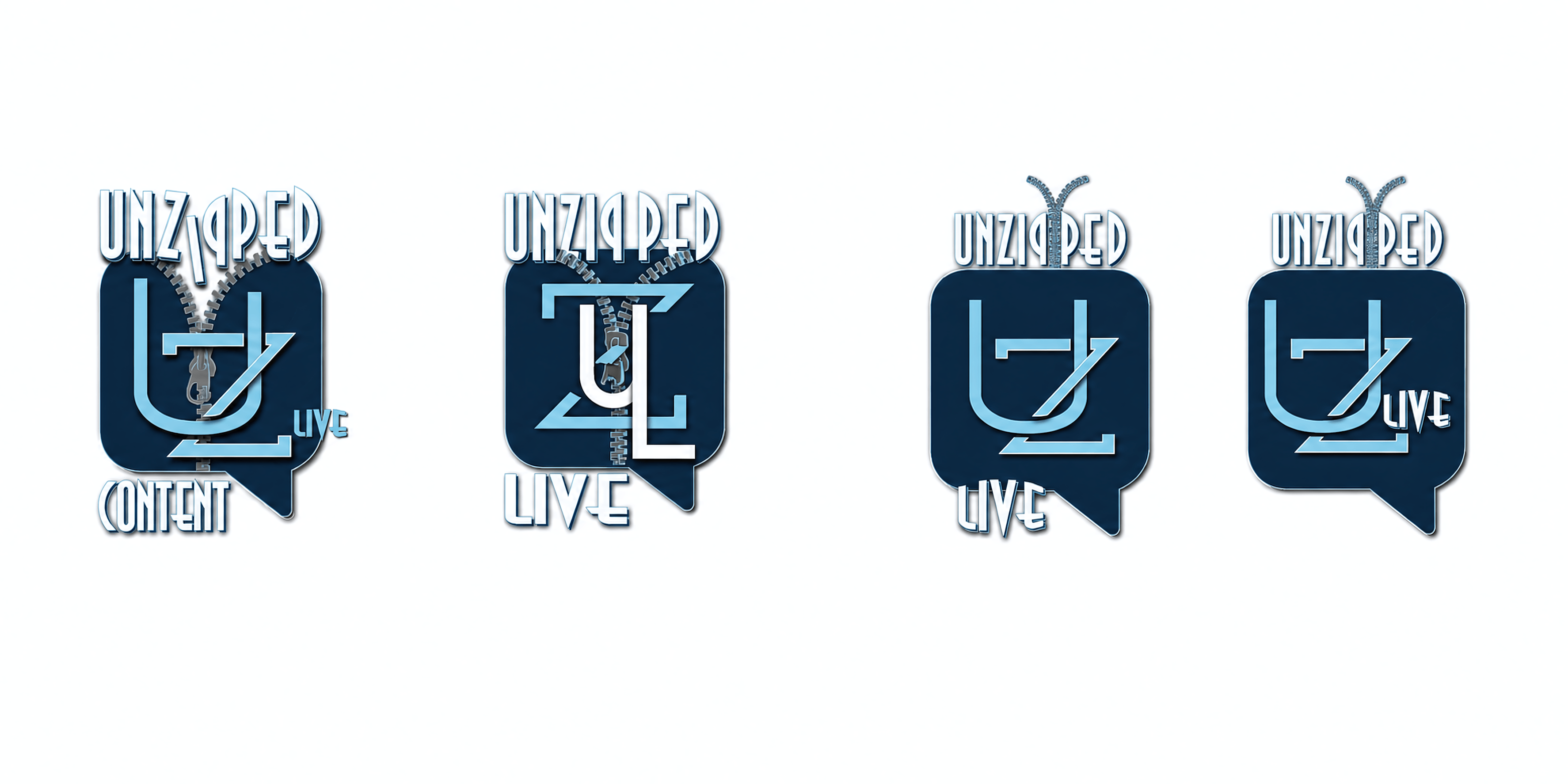 Unzipped Live — Four Initial Logo Concepts